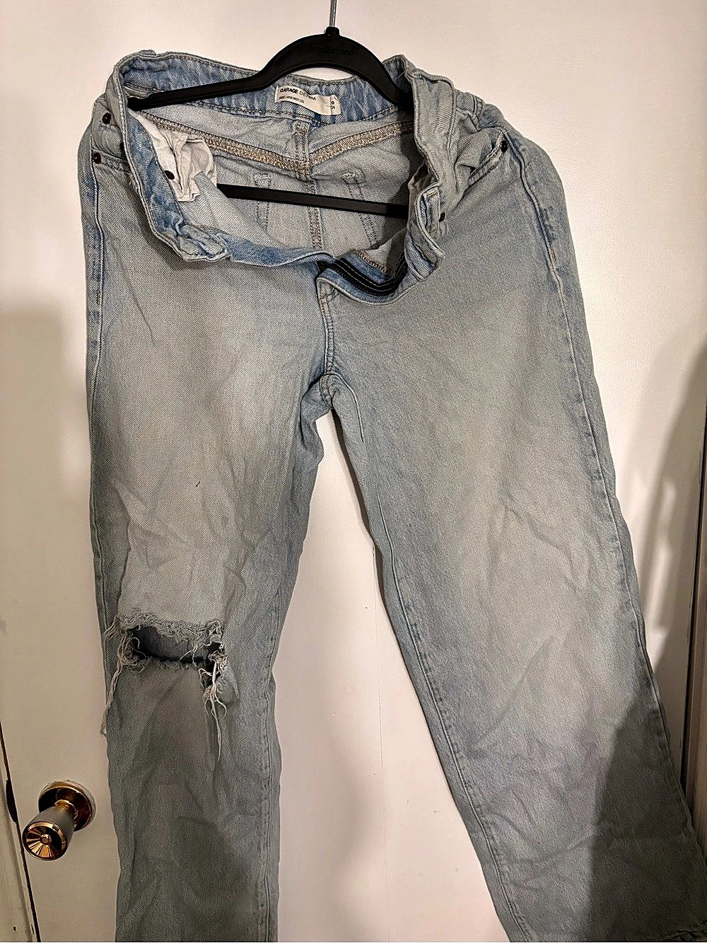 Garage Denim Low Rise Baggy Jeans Low Rise Baggy Distressed Jeans - Blue